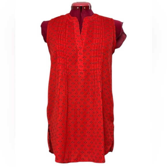 Alfred Sung sleevess pleated front back yoke and gathers black dot print - Picture 1 of 6